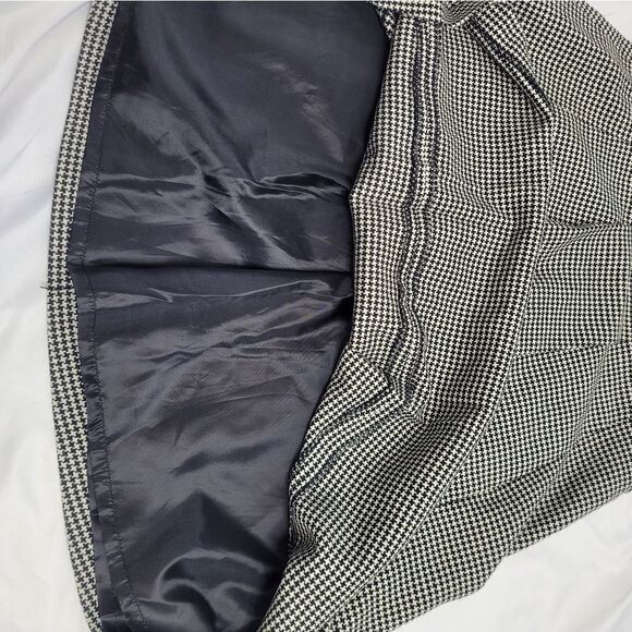 VINTAGE 90s skirt black houndstooth academia pleated with pockets 8 - Picture 8 of 8
